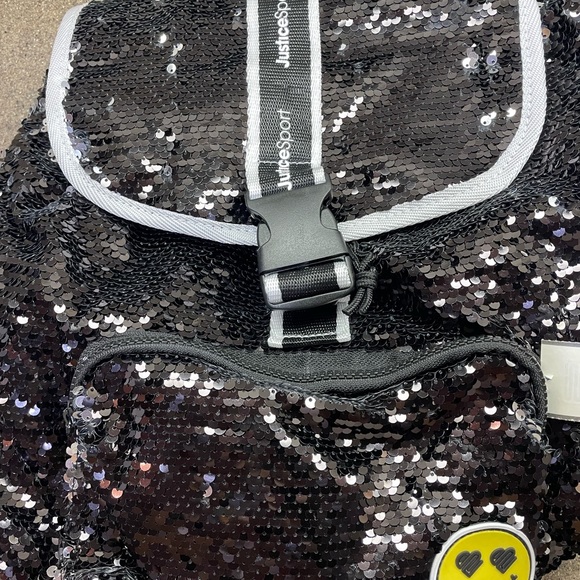 🆕Justice JusticeSport Black Sequin Mini Back Pack - Picture 2 of 8